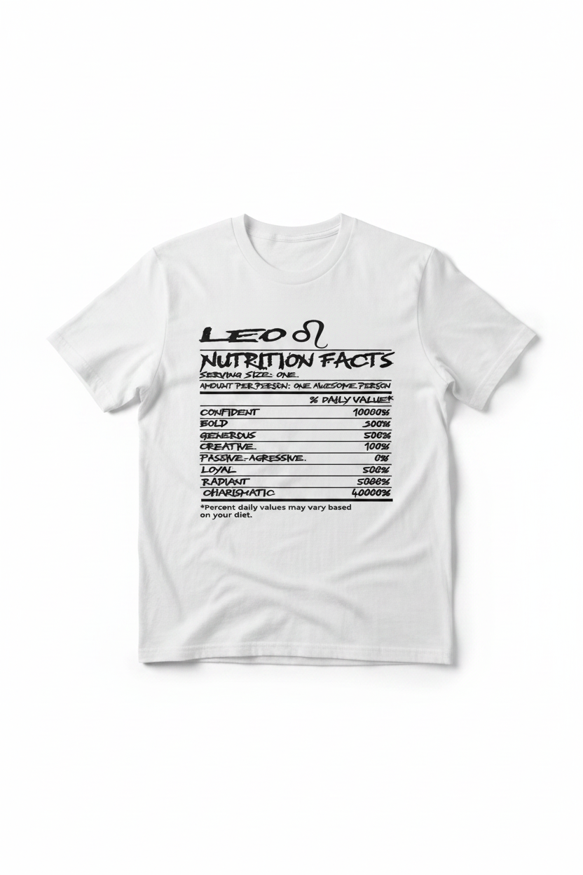 Leo Nutrition Facts T-Shirt in White