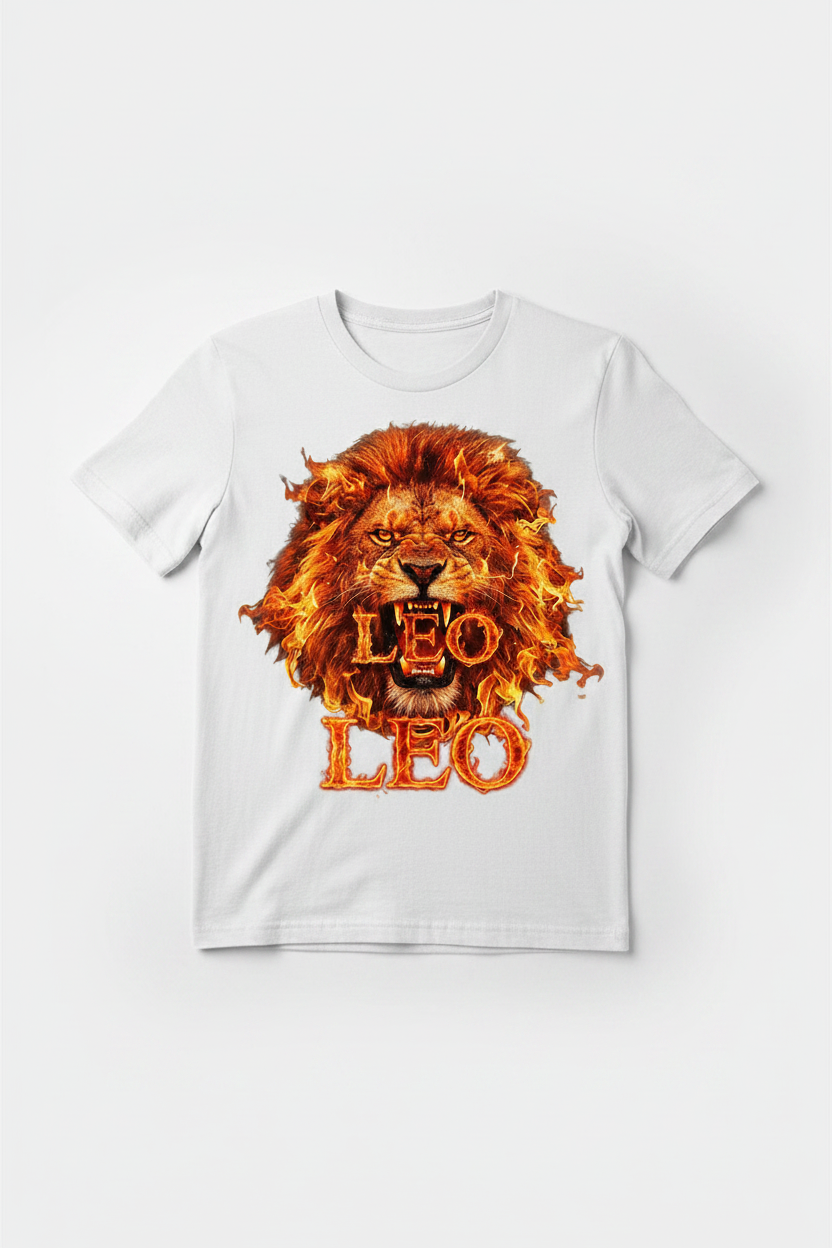 Leo Fire Lion II T-Shirt in White
