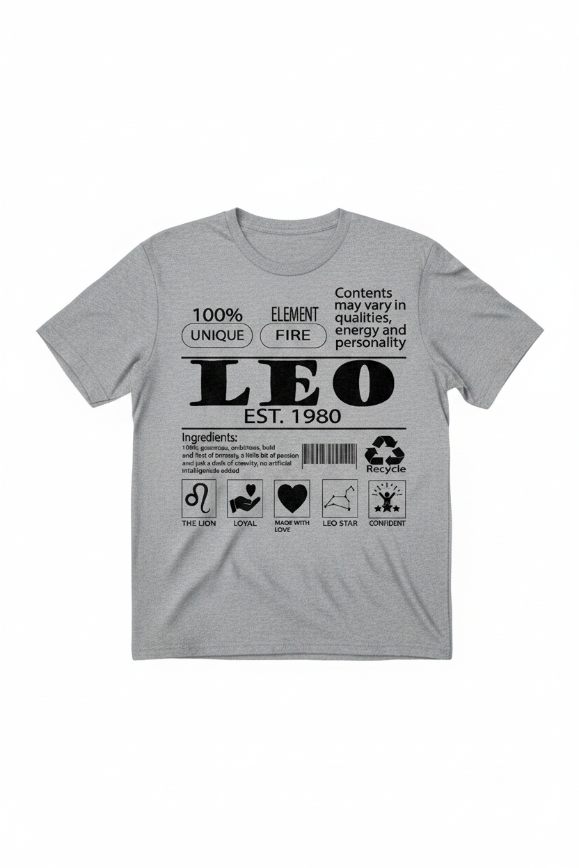 Leo EST. 1980 T-Shirt in Gray