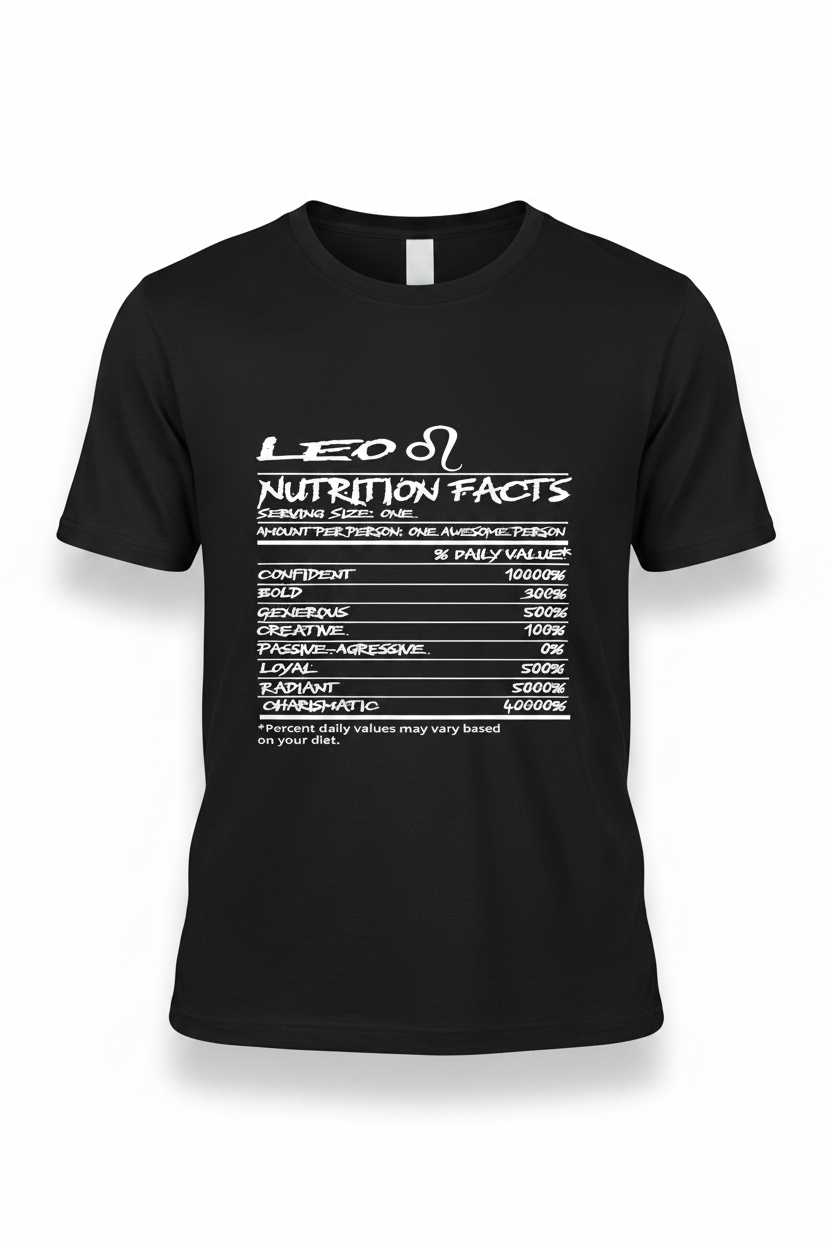 Leo Nutrition Facts T-Shirt in Black