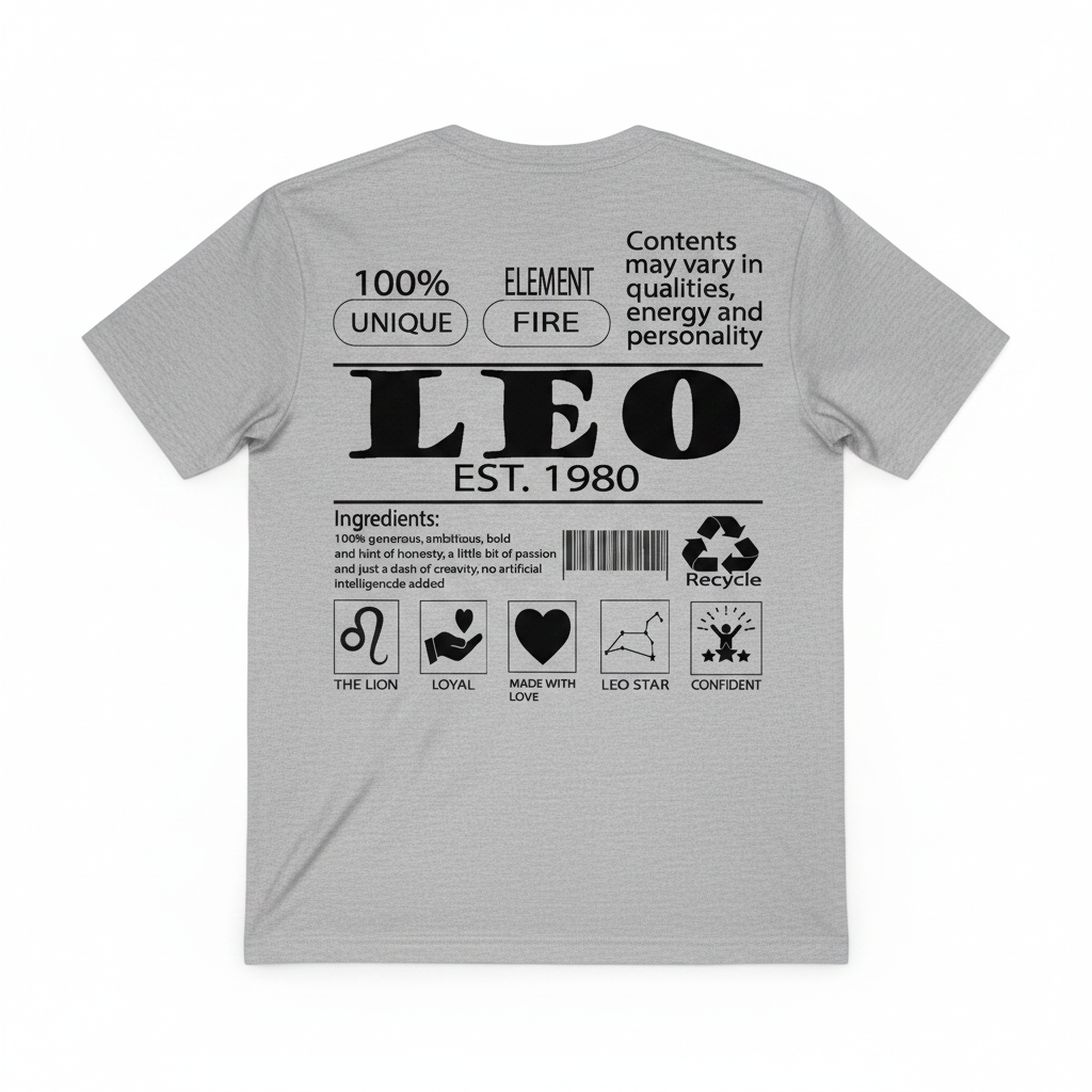 Gray Leo T-Shirt - Back