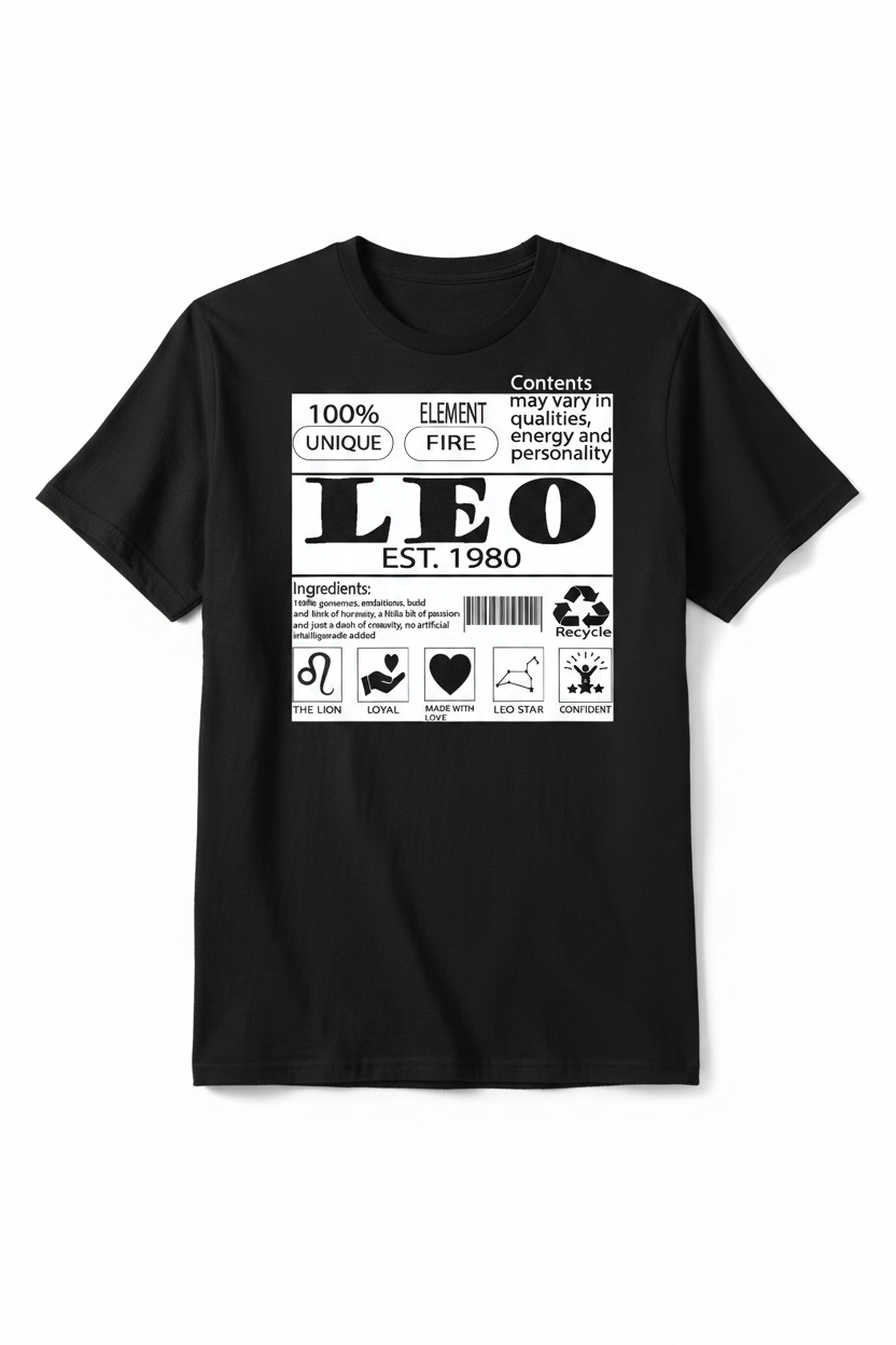 Leo EST. 1980 T-Shirt in Black