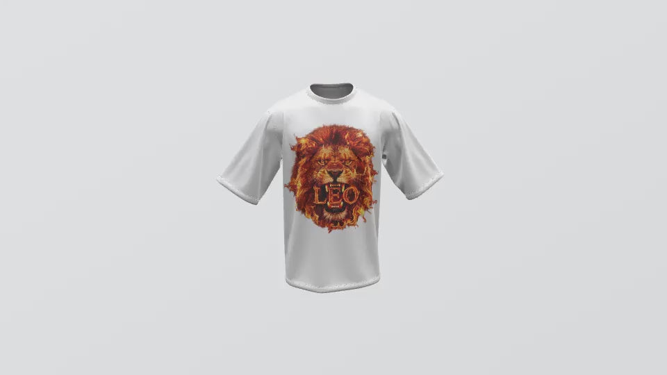 Leo Fire Lion with Leo EST Back T-Shirt