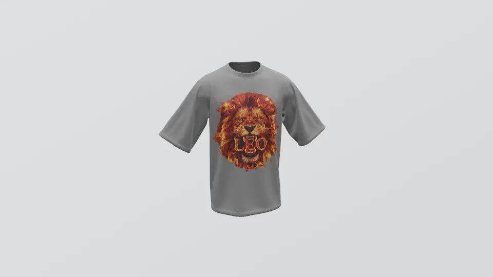 Leo Fire Lion with Leo EST Back T-Shirt