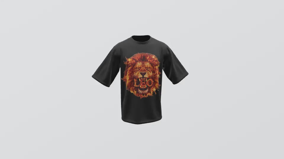 Leo Fire Lion with Leo EST Back T-Shirt